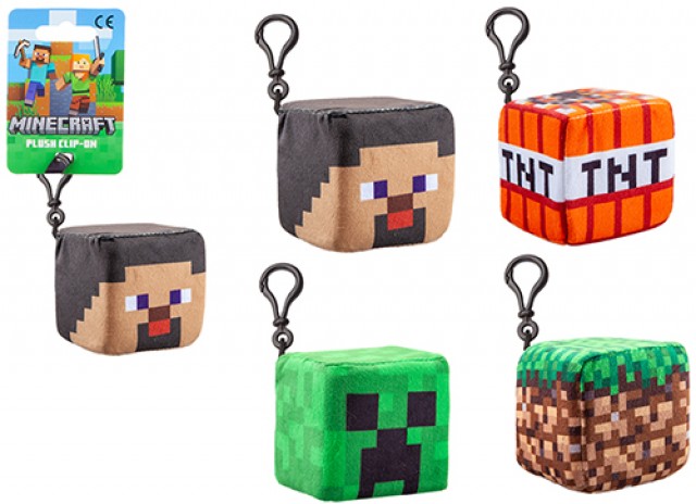 (Mis 0) MINECRAFT Portachiavi Cubico Peluche 8cm c/bagclip – 4ass…x24…x336